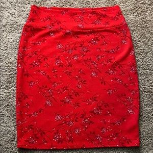 Lularoe Cassie skirt red floral print XL